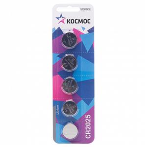 Элемент литиевый Космос CR 2025 (5-BL) (5/60/600) 202818