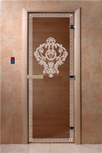 Дверь для сауны DoorWood (Дорвуд) 90x200 Основная серия Версаче (бронза), правая