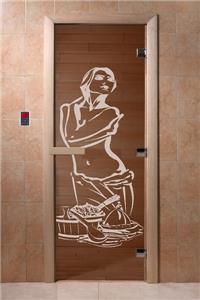 Дверь для сауны DoorWood (Дорвуд) 70x210 Основная серия Искушение (бронза), правая