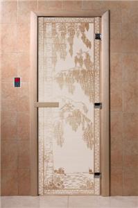 Дверь для сауны DoorWood (Дорвуд) 70x210 Основная серия Берёзка (сатин), правая