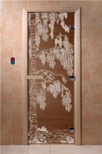 Дверь для сауны DoorWood (Дорвуд) 80x190 Основная серия Берёза (бронза), правая