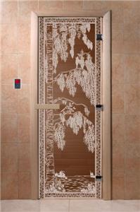 Дверь для сауны DoorWood (Дорвуд) 80x190 Основная серия Берёзка (бронза), левая