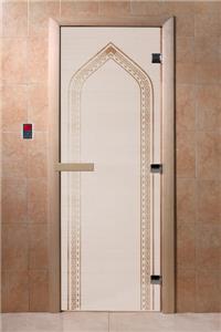 Дверь для сауны DoorWood (Дорвуд) 80x210 Основная серия Арка (сатин), правая