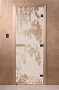 Дверь для сауны DoorWood (Дорвуд) 80x210 Основная серия Берёза (сатин), левая