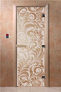 Дверь для сауны DoorWood (Дорвуд) 80x210 Основная серия Хохлома (сатин), правая