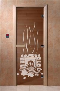 Дверь для сауны DoorWood (Дорвуд) 90x210 Основная серия Банька (бронза), левая