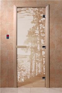 Дверь для сауны DoorWood (Дорвуд) 90x200 Основная серия Рассвет (сатин), правая