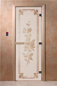 Дверь для сауны DoorWood (Дорвуд) 90x200 Основная серия Розы (сатин), правая