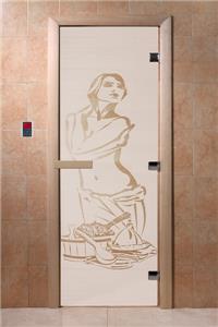 Дверь для сауны DoorWood (Дорвуд) 90x210 Основная серия Искушение (сатин), левая