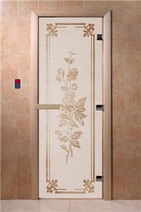 Дверь для сауны DoorWood (Дорвуд) 90x210 Основная серия Розы (сатин), правая