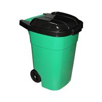 Бак мусорный 65л М4663 универсальный зеленый на колесиках (2)