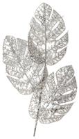 Ветка декоративная 73х23х1см EYK20312 Тропические листья серебро (36)