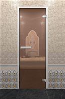 Дверь для турецкой бани DoorWood (Дорвуд) 80x200 Хамам Лайт Бронза матовая левая (Z-образный профиль)