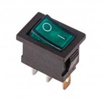 Выключатель-клавиша Mini 250V 6А (3с) ON-OFF зеленый с подсв Rexant 36-2153, КИТАЙ, код 05803070041, штрихкод , артикул 36-2153