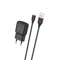 Адаптер Сетевой с кабелем Borofone BA48A Orion USB 2,1A/10W (USB/Lightning) (black) 124251