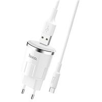 Адаптер Сетевой с кабелем Hoco C37A USB 2,4A/10W (USB/Micro USB) (white) 92696