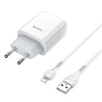 Адаптер Сетевой с кабелем Hoco C72A Glorious USB 2,1A/10W (USB/Lightning) (white) 114043