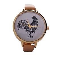 Часы наручные Петух с кожаным ремнем (beige) 64514