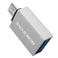 Адаптер Borofone OTG BV2 MicroUSB/USB (silver) 123320
