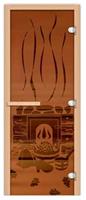 Дверь для сауны FireWay 70х190 Банька бронза матовая 8 мм, с порогом, левая
