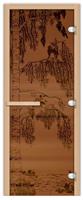 Дверь для сауны FireWay 70х190 Береза бронза матовая 8 мм, с порогом, левая