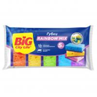 BIG City Губки кухонные крупнопористые Rainbow 5шт, РОССИЯ, код 4090500505, штрихкод 461009306730, артикул 15107489