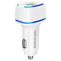 Адаптер Автомобильный Borofone BZ14A Mercury USB/Type-C/5V/3.4A PD+QC3.0 (white) 133867