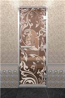 Дверь для турецкой бани DoorWood (Дорвуд) 90x200 Алюминиевый профиль Сатин с рис. Венеция левая