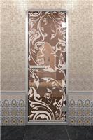Дверь для турецкой бани DoorWood (Дорвуд) 90x210 Алюминиевый профиль Сатин с рис. Венеция левая