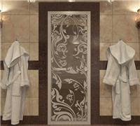 Дверь для турецкой бани DoorWood (Дорвуд) 80x200 Алюминиевый профиль Прозрачное с рисунком Венеция, правая