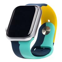 Ремешок ApW Apple Watch 38/40/41мм силикон на кнопке (006) (blue/yellow) 129920