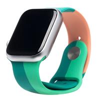 Ремешок ApW Apple Watch 38/40/41мм силикон на кнопке (007) (green/pink) 129921
