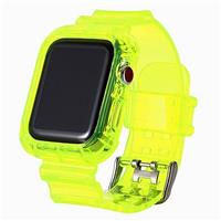 Ремешок ApW21 Apple Watch 42/44/45мм прозрачный силикон на пряжке+кейс (yellow) 123208