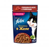 Корм 75г  FELIX SENSATIONS Говядина/томат 139097, Россия, код 30605090018, штрихкод 844529014190, артикул 139097