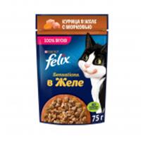 Корм 75г  FELIX SENSATIONS Желе Курица/морковь 139098, Россия, код 30605090019, штрихкод 844529014907, артикул 139098