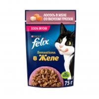Корм 75г  FELIX SENSATIONS Желе Лосось/треска 139099, Россия, код 30605090020, штрихкод 844529014910, артикул 139099
