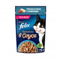 Корм 75г  FELIX SENSATIONS Соус Треска/томат 139103, Россия, код 30605090024, штрихкод 844529014915, артикул 139103