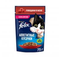 Корм 75г  FELIX Аппетитные кусочки Говядина 139052, Россия, код 30605090005, штрихкод 844529014155, артикул 139052
