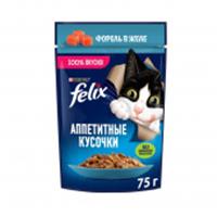 Корм 75г  FELIX Аппетитные кусочки Форель 139065, Россия, код 30605090012, штрихкод 844529014181, артикул 139065