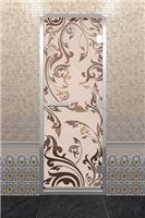Дверь для турецкой бани DoorWood (Дорвуд) 60x200 Алюминиевый профиль Бронза матовая с рисунком Венеция, левая