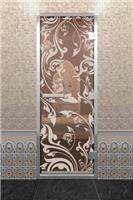 Дверь для турецкой бани DoorWood (Дорвуд) 70x180 Алюминиевый профиль Бронза с рисунком Венеция, левая
