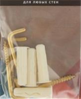 Крюк-шуруп L- обр. латунир. 3,5х50 в компл. c дюбелем MULTI 8x32 (4 шт.), РОССИЯ, код 06202010041, штрихкод 460670031717, артикул MP 317 17