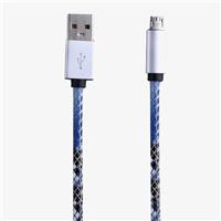 Кабель USB - micro USB - Leather 100см 1,5A (blue) 51581