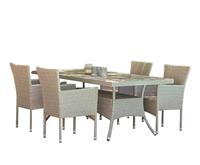 Комплект обеденной мебели Афина 4+1 AM-196/T196 Beige 4Pcs, иск.ротанг