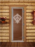Дверь для сауны DoorWood (Дорвуд) 70x170 Престиж (с рисунком) Версаче левая (бронза матовая)