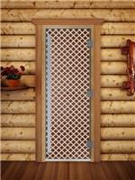 Дверь для сауны DoorWood (Дорвуд) 80x200 Престиж (с рисунком) Мираж правая (сатин)