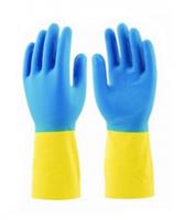 Перчатки латексные Komfi BICOL01 р-р S сине-желтые (12)