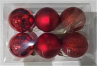 Набор шаров новогодних 6шт d=6см красные арт.NYLR0059-1, код 257581, Китай, код 75002180550, штрихкод 468046606468