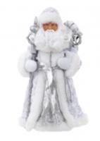 Новогодняя фигурка Дед Мороз В серебристой шубке, 15,5x8,5x31,5см арт.90704, Китай, код 75005010166, штрихкод 466011516305, артикул 90704