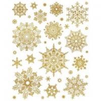 Новогоднее оконное украшение Золотые колючие снежинки, с раскраской/ 30х38см арт.86054, КИТАЙ, код 75008020397, штрихкод 466011512131, артикул 86054